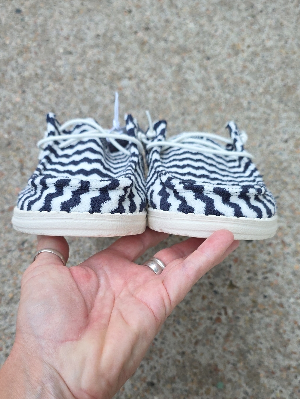 NWT Hey Dude Wendy Slip On Mule Terry Stripe Navy Blazer Egret Size 8 - Picture 6 of 10